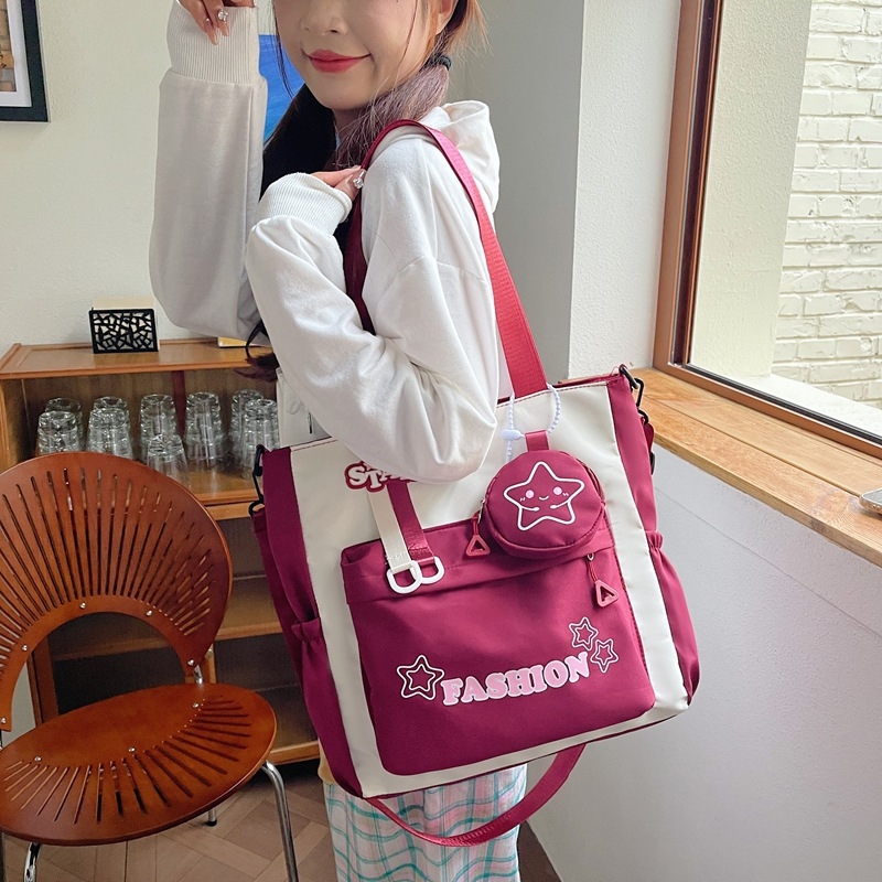 Geantă crossbody din nylon pentru elevi – ultra-ușoară, respirabilă, culoare solidă, căptuțită cu poliester, pentru școală