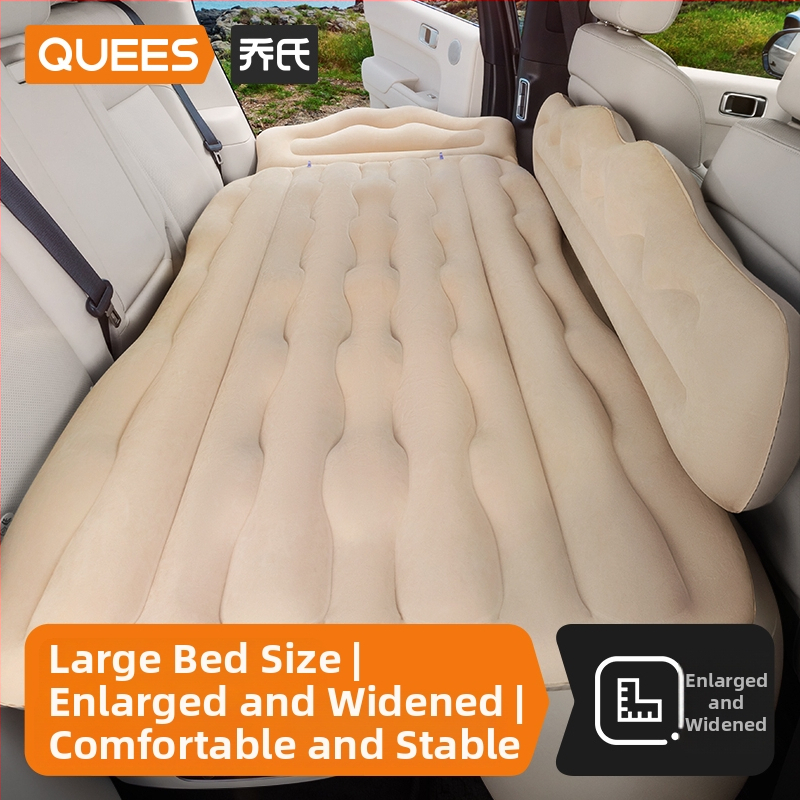 Automobiļa gaisa guļammaiss priekš aizmugurējiem sēdekļiem, salokāms matrac ar flokētu PVC virsmu, universāla saderība, automātiska uzpūte.