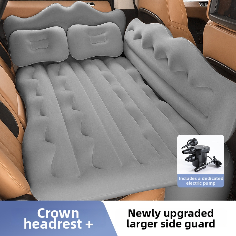 Automobiļa gaisa guļammaiss priekš aizmugurējiem sēdekļiem, salokāms matrac ar flokētu PVC virsmu, universāla saderība, automātiska uzpūte.
