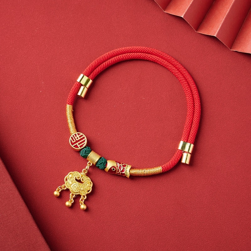 Kézzel szőtt nylonos háziállatnyakörv hosszú élet medállal, állítható, macskáknak és kutyáknak, kínai stílusú