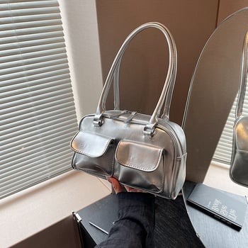 Geantă subraț, piele PU, stil coreean, formă verticală, fermoar, buzunar intern pentru telefon