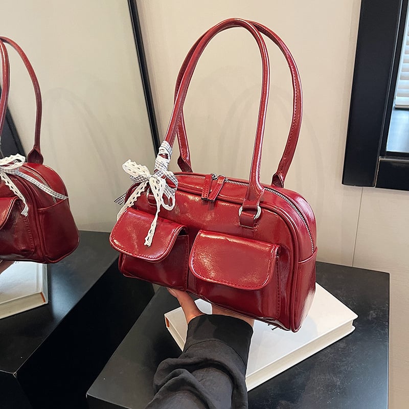 Geantă subraț, piele PU, stil coreean, formă verticală, fermoar, buzunar intern pentru telefon