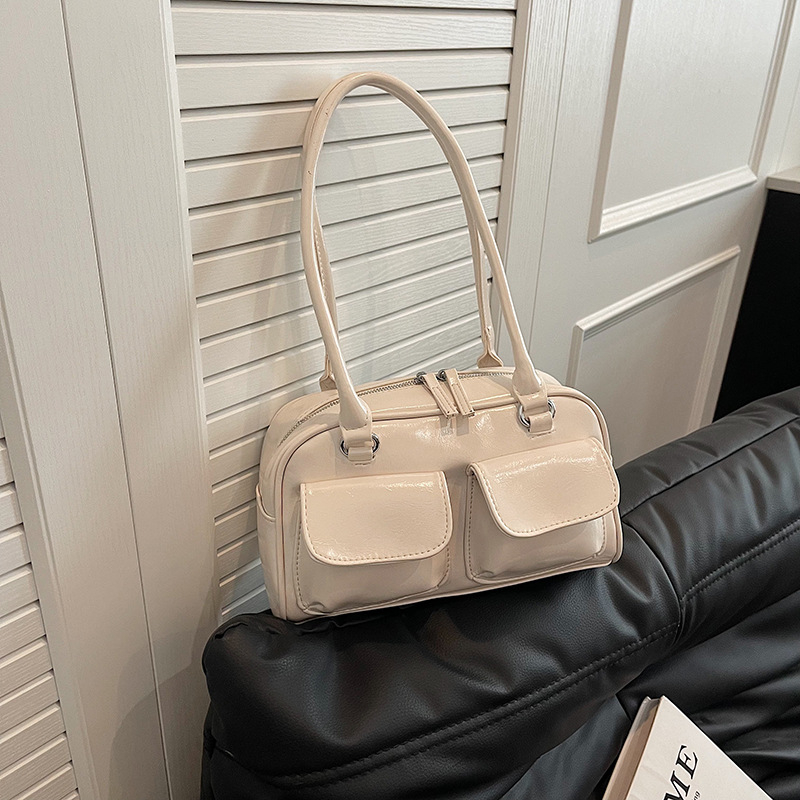 Geantă subraț, piele PU, stil coreean, formă verticală, fermoar, buzunar intern pentru telefon