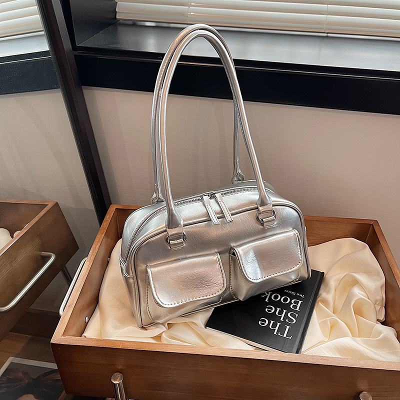 Geantă subraț, piele PU, stil coreean, formă verticală, fermoar, buzunar intern pentru telefon