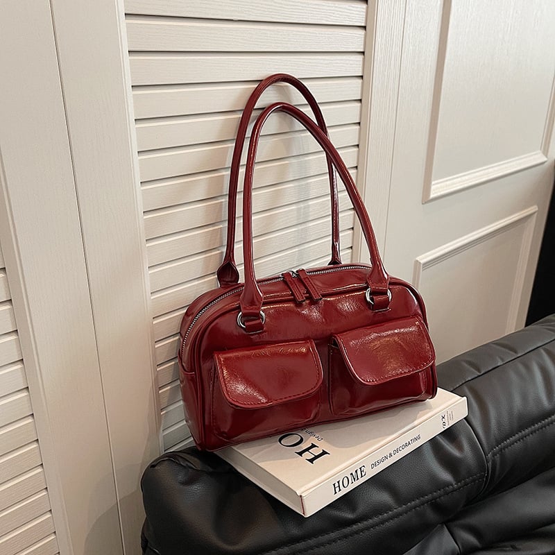 Geantă subraț, piele PU, stil coreean, formă verticală, fermoar, buzunar intern pentru telefon