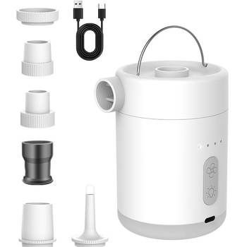 Vanjska prijenosna električna pumpa za zrak sa svjetlom, USB punjenje, protok zraka >70 L/min, radno vrijeme >20 minuta, kompaktni dizajn s jednim cilindrom