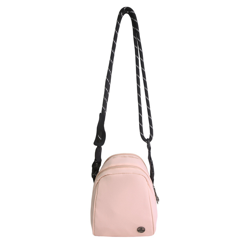 Geantă mini crossbody unisex, în formă de scoică, cu mai multe compartimente (din nailon; fermoar; buzunar interior laminat; curea simplă; căptușeală poliester)