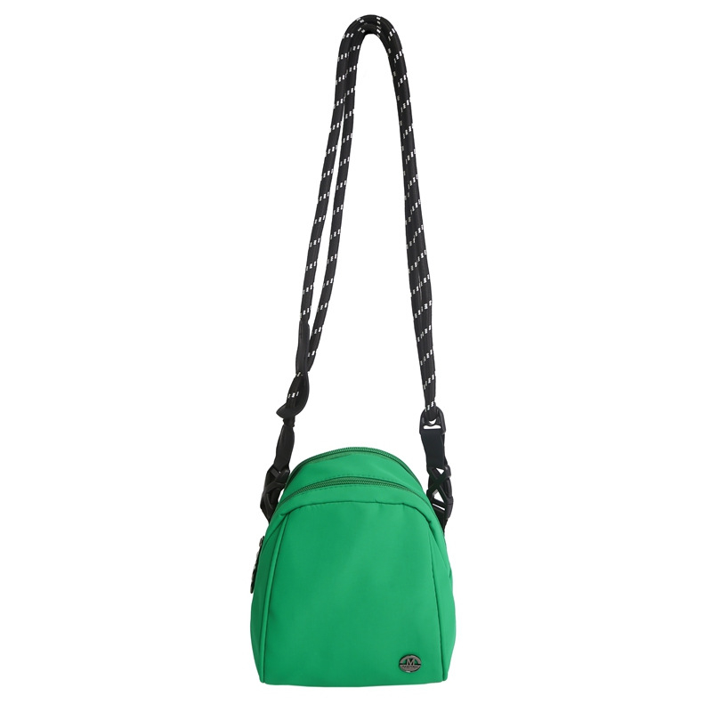 Geantă mini crossbody unisex, în formă de scoică, cu mai multe compartimente (din nailon; fermoar; buzunar interior laminat; curea simplă; căptușeală poliester)
