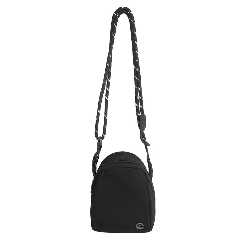 Geantă mini crossbody unisex, în formă de scoică, cu mai multe compartimente (din nailon; fermoar; buzunar interior laminat; curea simplă; căptușeală poliester)