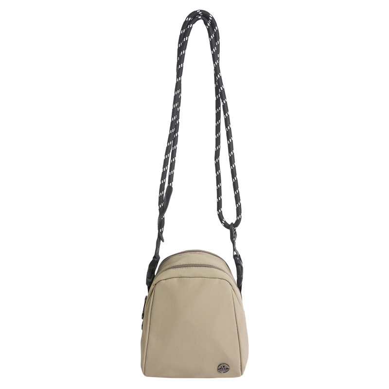 Geantă mini crossbody unisex, în formă de scoică, cu mai multe compartimente (din nailon; fermoar; buzunar interior laminat; curea simplă; căptușeală poliester)