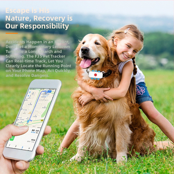 GPS lokátor pre domáce zvieratá s obojstranným hovorom, vodeodolný IPX-6, presnosť <10 m, výdrž batérie 5 dní, model F35-global