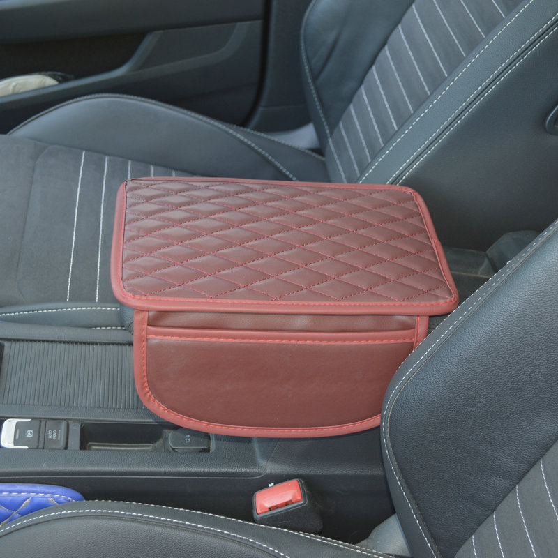 Кожен автомобилен подлакътник с повдигаща подложка, универсална съвместимост, мултифункционална чанта за съхранение, защита на централния подлакътник, противохлъзваща мрежеста подложка