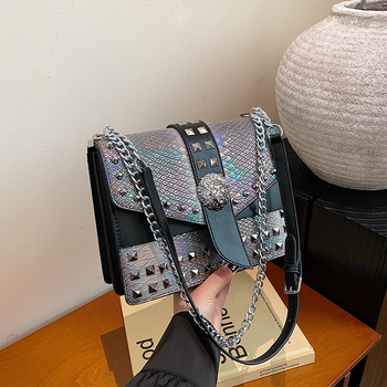 Krokodilski uzor crossbody torba, PU materijal, euro-američki retro stil, zatvaranje kopčom, jedna naramenica