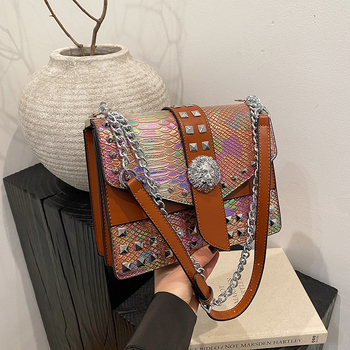 Krokodilski uzor crossbody torba, PU materijal, euro-američki retro stil, zatvaranje kopčom, jedna naramenica