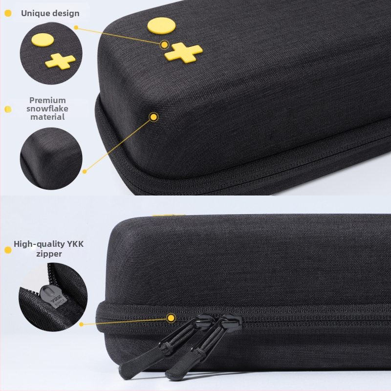 Switch Lite skladovacie puzdro – Snowflake látka, EVA a YKK zips; kompatibilné so Switch Lite; hmotnosť 0.24 kg; EVA horúce lisovanie vzhľad, TPU povrch; balenie: OPP vrecko