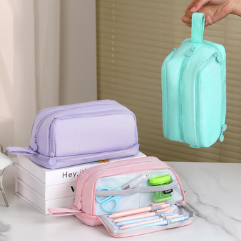 Négy rekeszes tolltartó, minimalist stílus, Oxford anyag, nagy kapacitás, általános iskolások számára