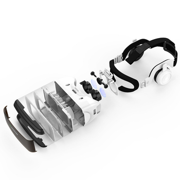 VR headset ar HiFi austiņām, modelis G06eb, 3D virtuālā realitāte uz galvas, polarizētās lēcas, saderīgs ar Android un iOS