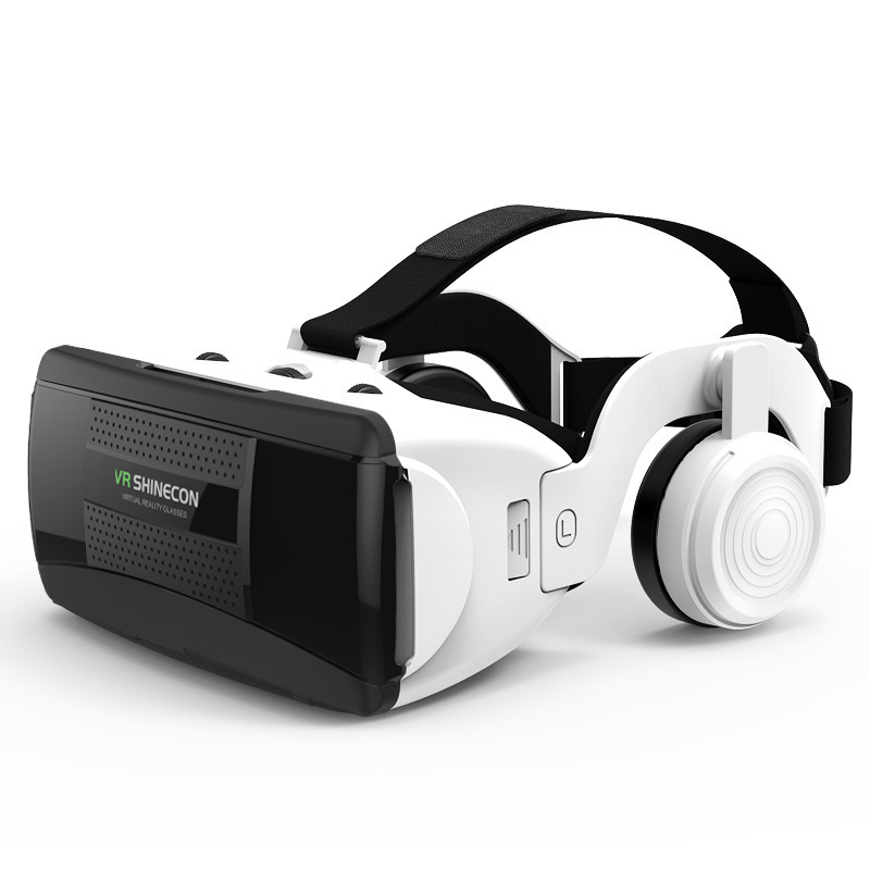 VR headset ar HiFi austiņām, modelis G06eb, 3D virtuālā realitāte uz galvas, polarizētās lēcas, saderīgs ar Android un iOS