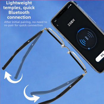 GT13 Pametne Bluetooth naočale, protiv plavog svjetla, Fotokromatske leće, Baterija 70×2, Materijal ABS+metala, Nosive na glavi, Bežični domet 5–10 m, Težina 150 g