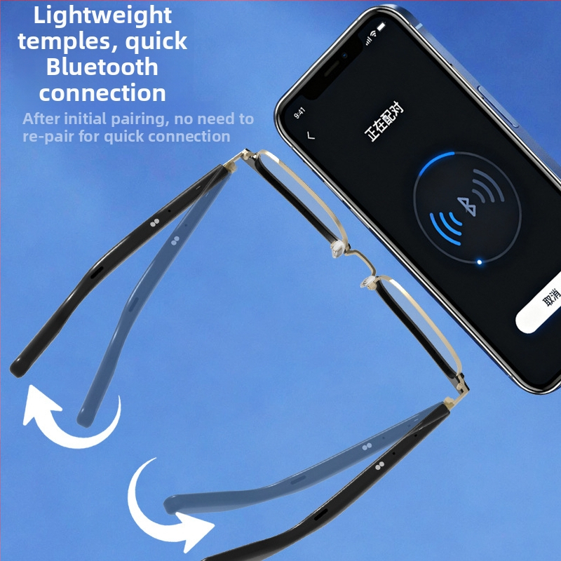 GT13 Pametne Bluetooth naočale, protiv plavog svjetla, Fotokromatske leće, Baterija 70×2, Materijal ABS+metala, Nosive na glavi, Bežični domet 5–10 m, Težina 150 g