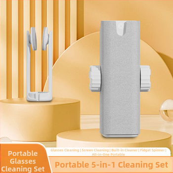 Pārvietojams tīrīšanas komplekts brillēm un ierīcēm — 5-in-1 universālais tīrīšanas komplekts, modelis QJ033, OEM, 18 g, iepakojums 10