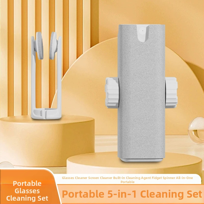 Pārvietojams tīrīšanas komplekts brillēm un ierīcēm — 5-in-1 universālais tīrīšanas komplekts, modelis QJ033, OEM, 18 g, iepakojums 10