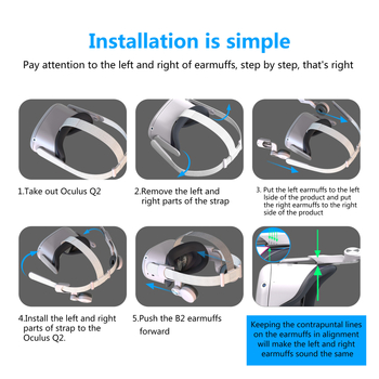 B2 VR skaņu pārraides ausu aizsargi Oculus Quest 2 — uz galvas uzvilkamas, OEM apstrāde, svars 68 g, iepakojums: galvenā vienība + rokasgrāmata + kastīte, 2022.