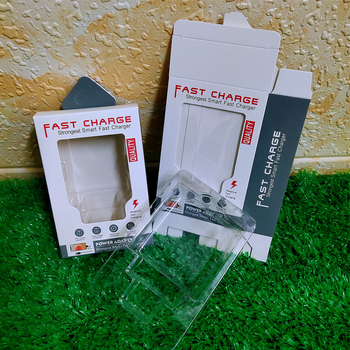 Cutie de ambalaj pentru încărcător rapid 65W/120W — model universal cu un singur cap; material: carton/hârtie; imprimare: flexografică; sarcină suportată: 200 g