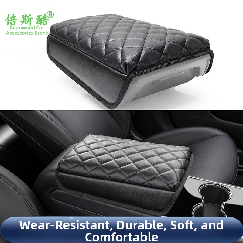 Kožená opierka lakťa do auta, univerzálna kompatibilita, model Small Check Armrest Cushion, 345 g, odolná PU koža, ekologická a bez formaldehydu