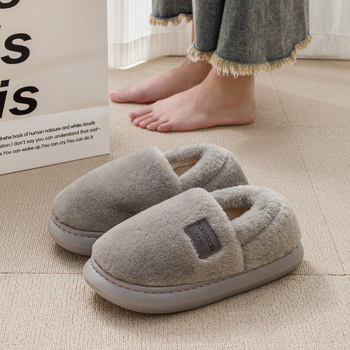 Vīriešu lina mājas čības ar gumijas zoli, sprādzes aizdare, standarta biezums, saglabā siltumu.