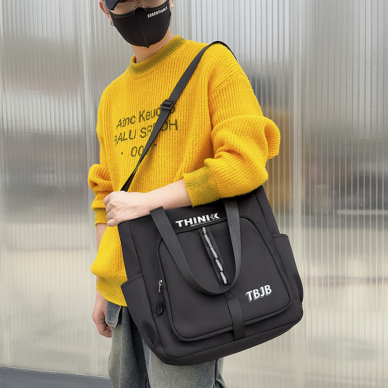 Iskolai nylon oldaltáska férfiaknak, betű mintával, poliészter bélés, tavasz 2025