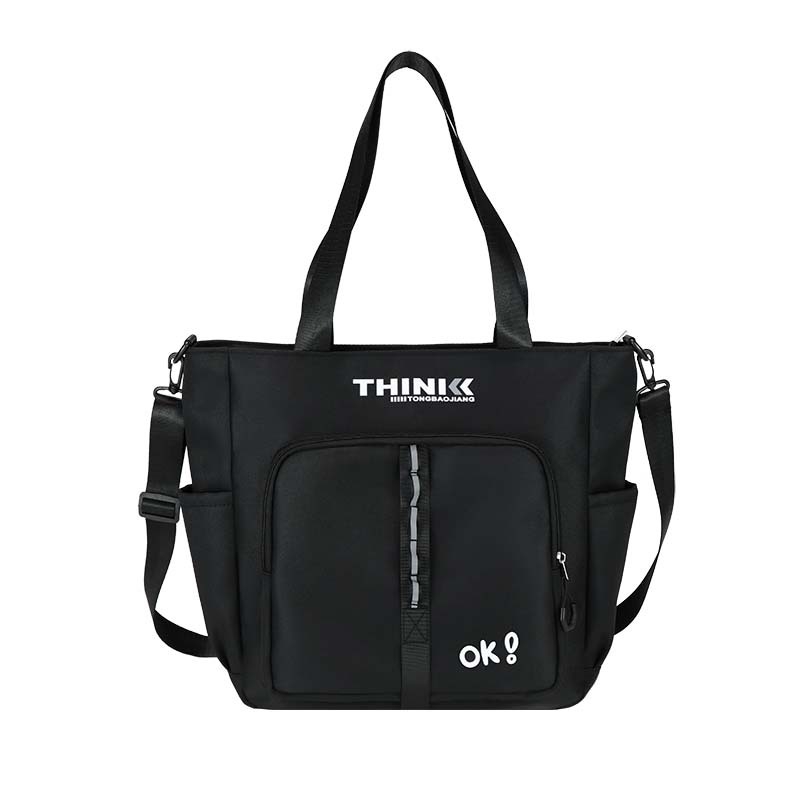 Iskolai nylon oldaltáska férfiaknak, betű mintával, poliészter bélés, tavasz 2025