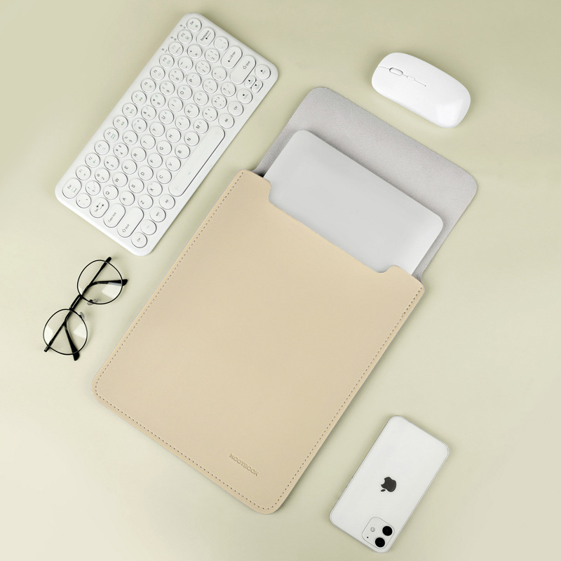 Geantă-liner internă pentru laptop – impermeabilă, rezistentă la uzură, piele sintetică, căptușeală PU, model solid, vară 2023