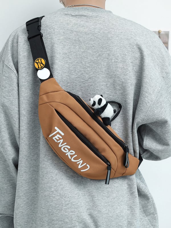 Muška crossbody torba za putovanje, poliester, vodootporna, izuzetno lagana, otporna na habanje, uzorak slova, ovlaštena privatna marka (Stil: rekreacijsko putovanje; Materijal: Poliester; Funkcije: Vodootporna, Ultra lagana, Otporna na habanje)