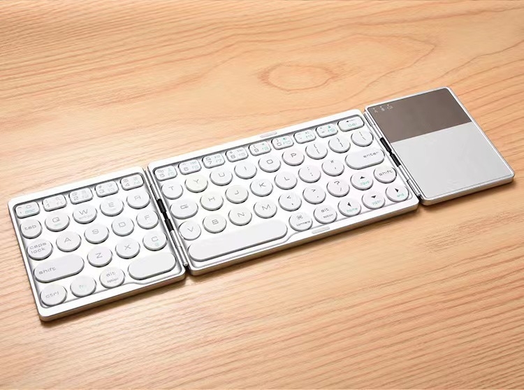 Sklopiva Bluetooth tipkovnica s podlogom za pisanje, trodijelni sklop, Bluetooth sučelje, kompatibilna s tabletima i pametnim telefonima, OEM obrada