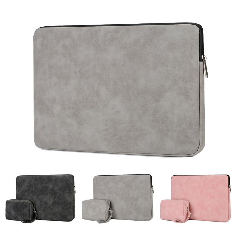 Geantă subțire pentru laptop și tabletă cu amortizare tip airbag, piele PU, impermeabilă, fermoar, mâner moale, logo personalizat