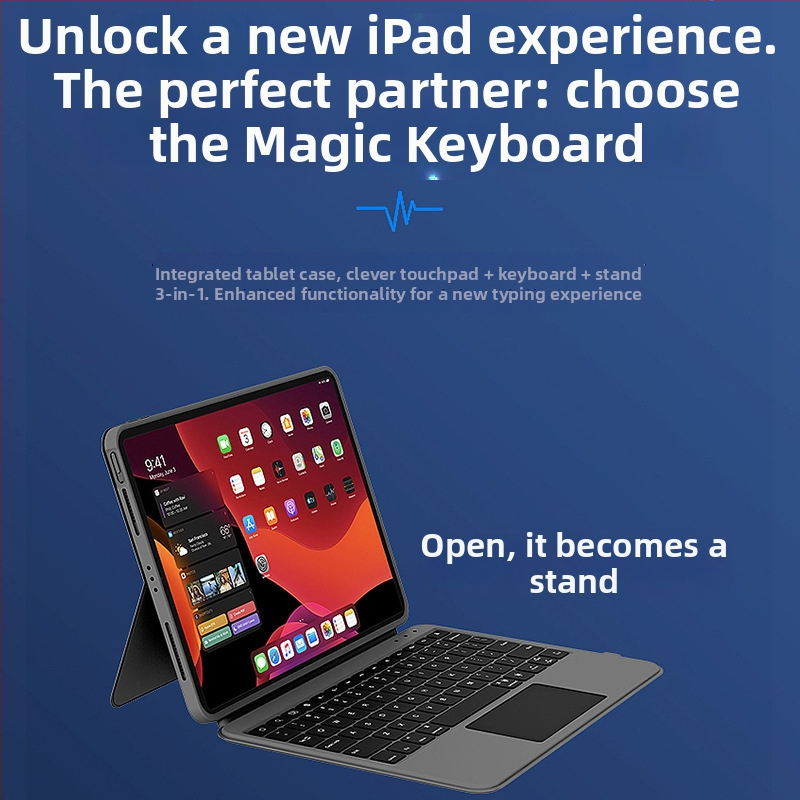 Odnímateľná deliteľná klávesnica s magnetickým dotykovým ochranným púzdrom pre iPad 11-palcový a 12,9-palcový