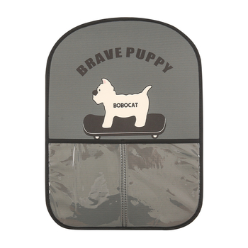 Autó hátsó ülés védő dachshund motívummal, akasztós tároló, PU anyag, hab töltet