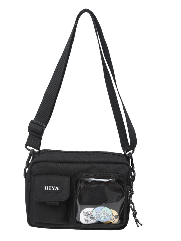 Férfi keresztpántos válltáska – nylon, vízálló, fiatalos campus stílus, betűs minta, poliészter bélés