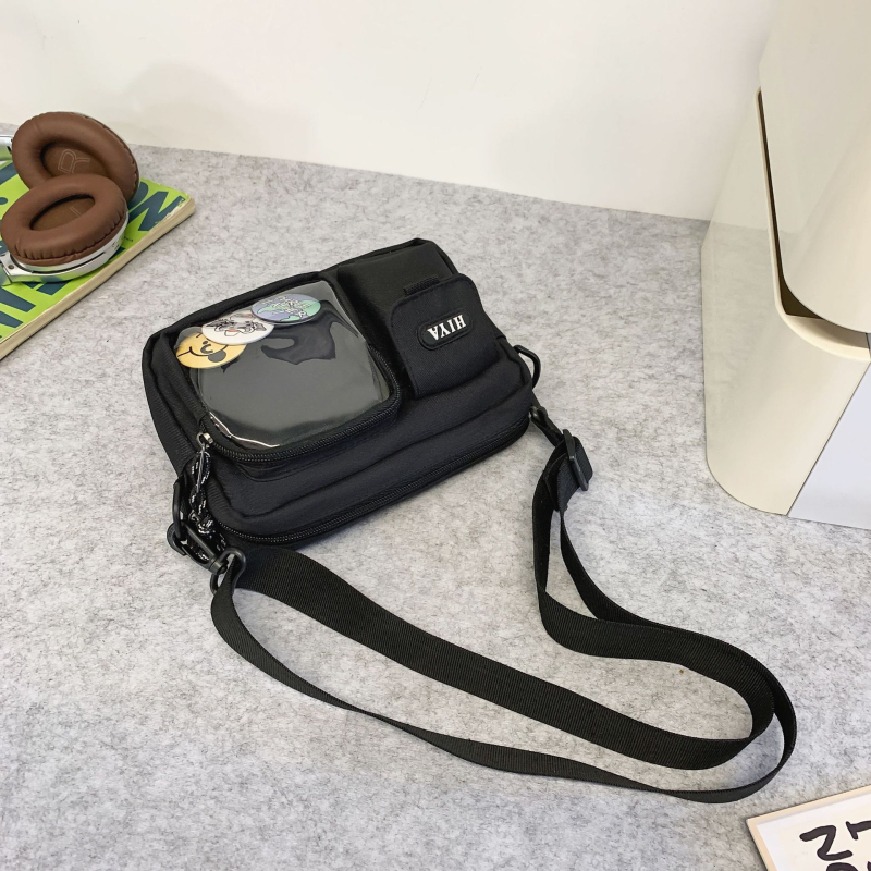 Férfi keresztpántos válltáska – nylon, vízálló, fiatalos campus stílus, betűs minta, poliészter bélés