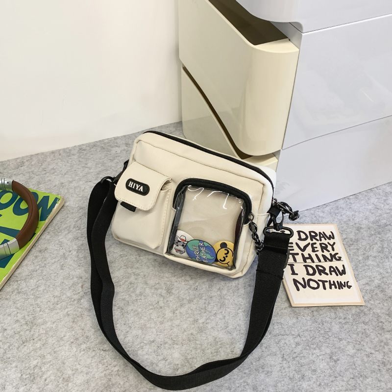 Férfi keresztpántos válltáska – nylon, vízálló, fiatalos campus stílus, betűs minta, poliészter bélés