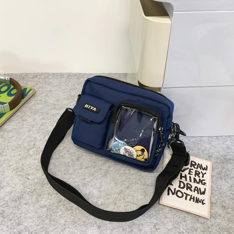 Férfi keresztpántos válltáska – nylon, vízálló, fiatalos campus stílus, betűs minta, poliészter bélés