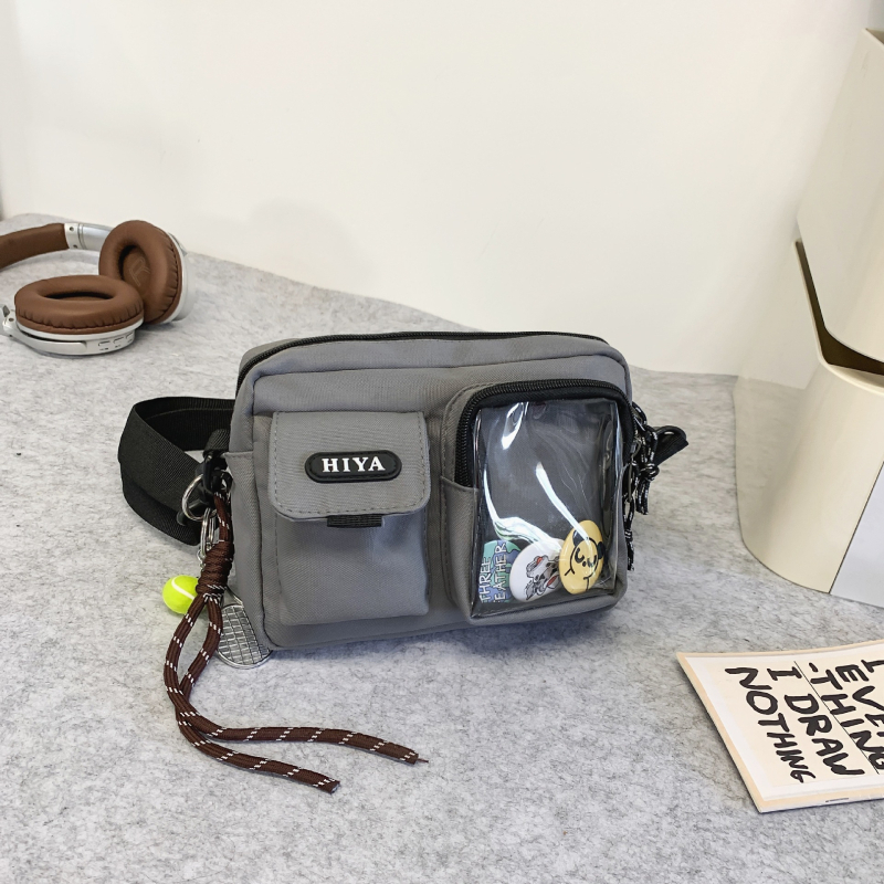 Férfi keresztpántos válltáska – nylon, vízálló, fiatalos campus stílus, betűs minta, poliészter bélés