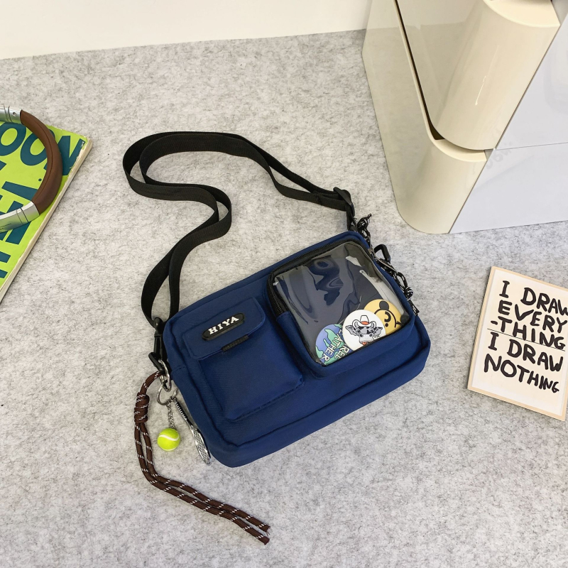 Férfi keresztpántos válltáska – nylon, vízálló, fiatalos campus stílus, betűs minta, poliészter bélés