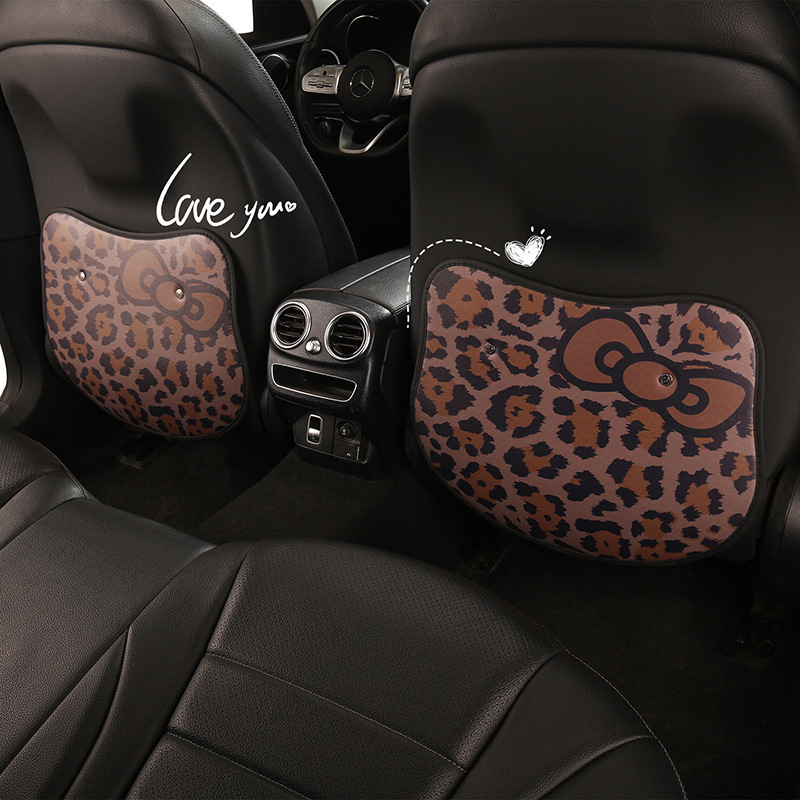 Zaštitna navlaka stražnji dio automobila za djecu – leopard uzorak, detalj srce mašna, protiv prljanja i trenja (Brand: Cow mom craft; Materijal: PU; Nadomještaj: spužva; Stil: Univerzalan)