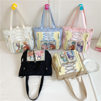 Átlátszó nylon tote táska, ultrakönnyű, vízálló, nagy kapacitású, nőknek, iskolai stílus