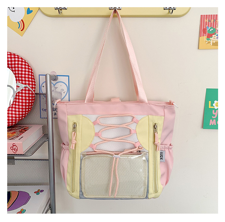 Átlátszó nylon tote táska, ultrakönnyű, vízálló, nagy kapacitású, nőknek, iskolai stílus