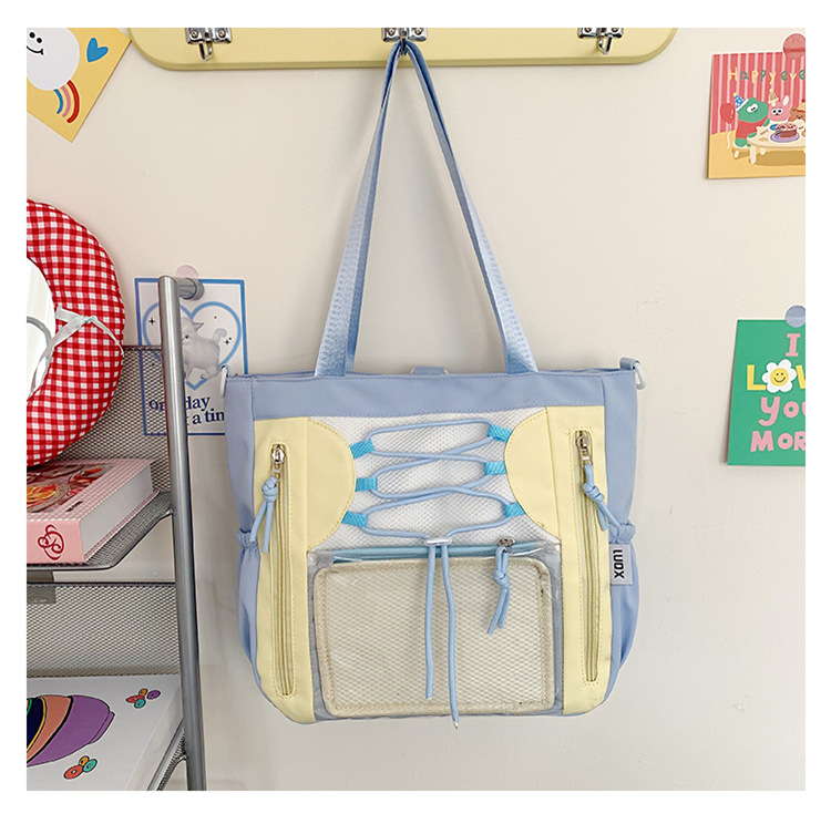 Átlátszó nylon tote táska, ultrakönnyű, vízálló, nagy kapacitású, nőknek, iskolai stílus