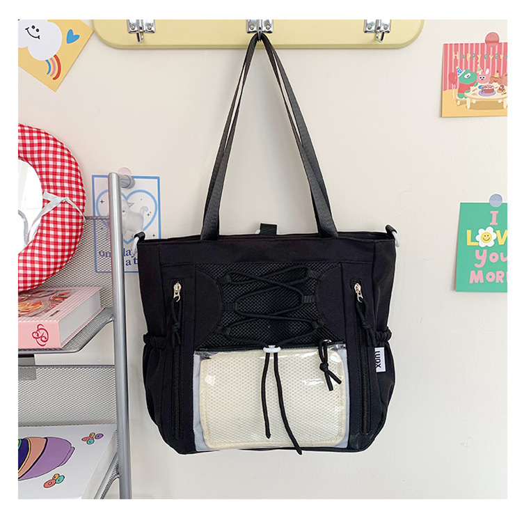 Átlátszó nylon tote táska, ultrakönnyű, vízálló, nagy kapacitású, nőknek, iskolai stílus