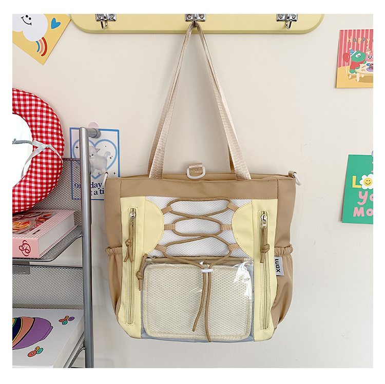 Átlátszó nylon tote táska, ultrakönnyű, vízálló, nagy kapacitású, nőknek, iskolai stílus